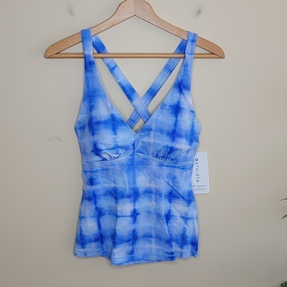 NWT Athleta | Plunge Tankini Swim Top in Bali Blue Size Small